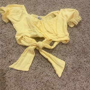 Yellow Crop Top with Tie Front